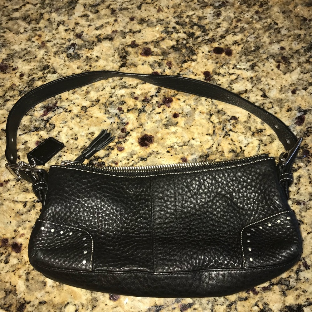 Coach Black Pebbled Leather Mini Purse